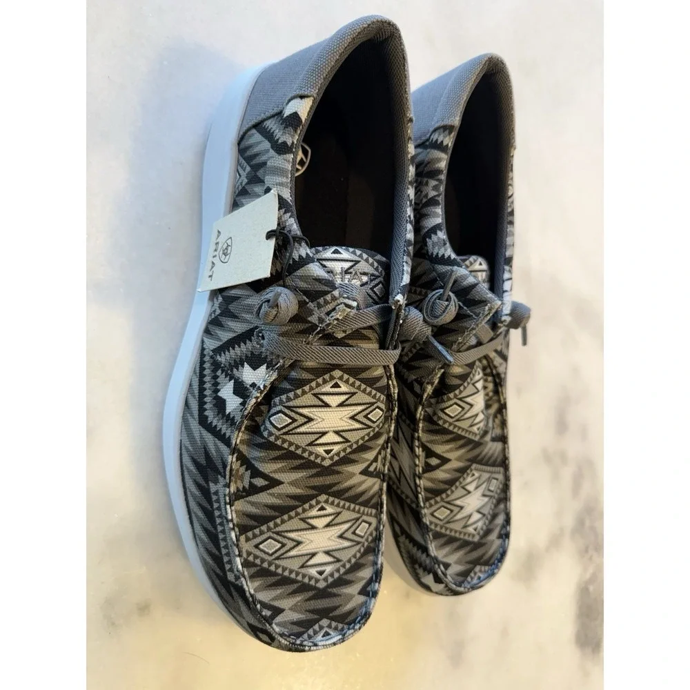 Ariat Men's Hilo Grey Southwestern Slip On Shoes sz 12 D Charcoal 10050946 - Picture 2 of 6